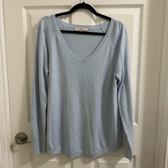 💥Ann Taylor Loft Women's Crewneck  Sweater Light Blue Size Large - Picture 1 of 6